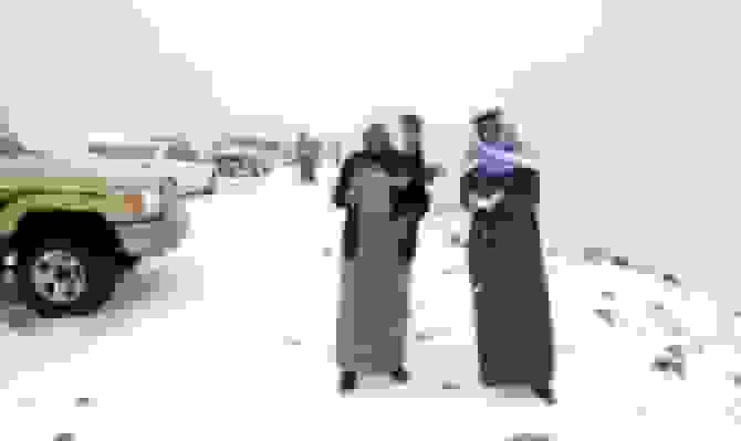 بارش برف در کوه جبل‌اللوز عربستان سعودی