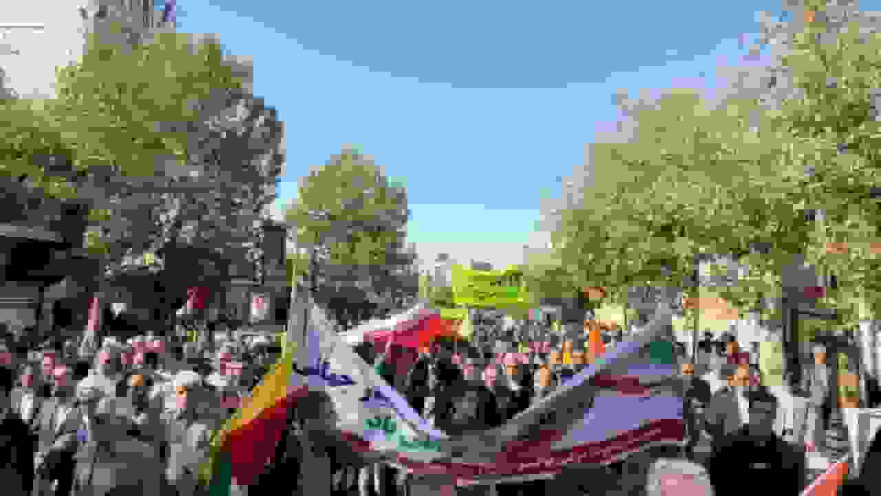 حضور پرشور مردم یاسوج در راهپیمایی ۱۳ آبان با شعارهای انقلابی