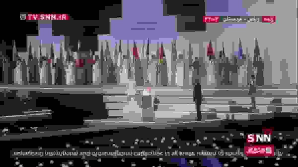 تشویق حضار پس از بردن نام فلسطین در افتتاحیه بازی‌های همبستگی کشورهای اسلامی