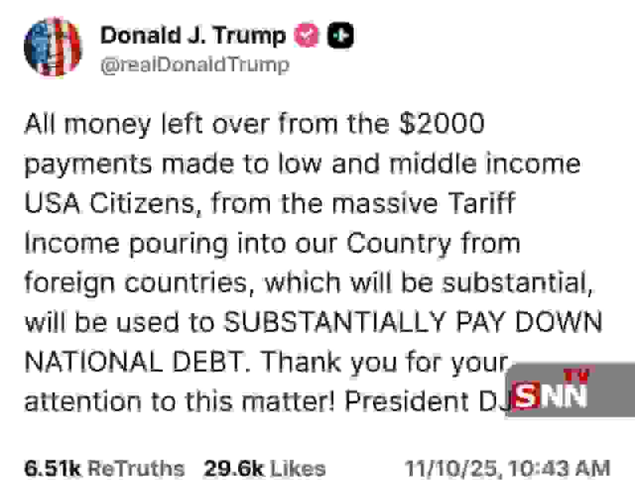 عقب‌نشینی ترامپ: کمک‌های نقدی ۲۰۰۰ دلاری برای کاهش بدهی ملی