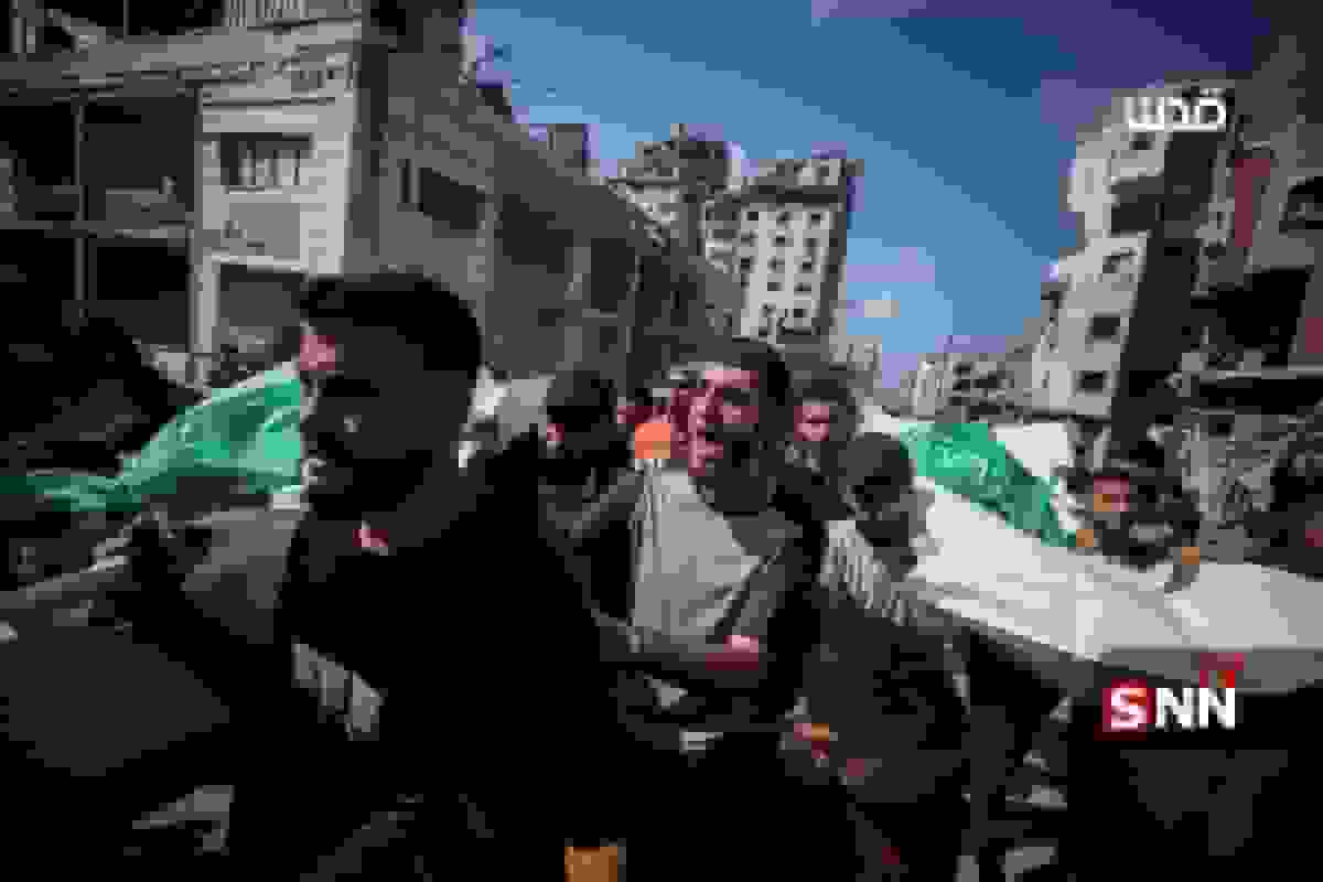 تشییع پیکر شهدای گردان‌های قسام در غزه