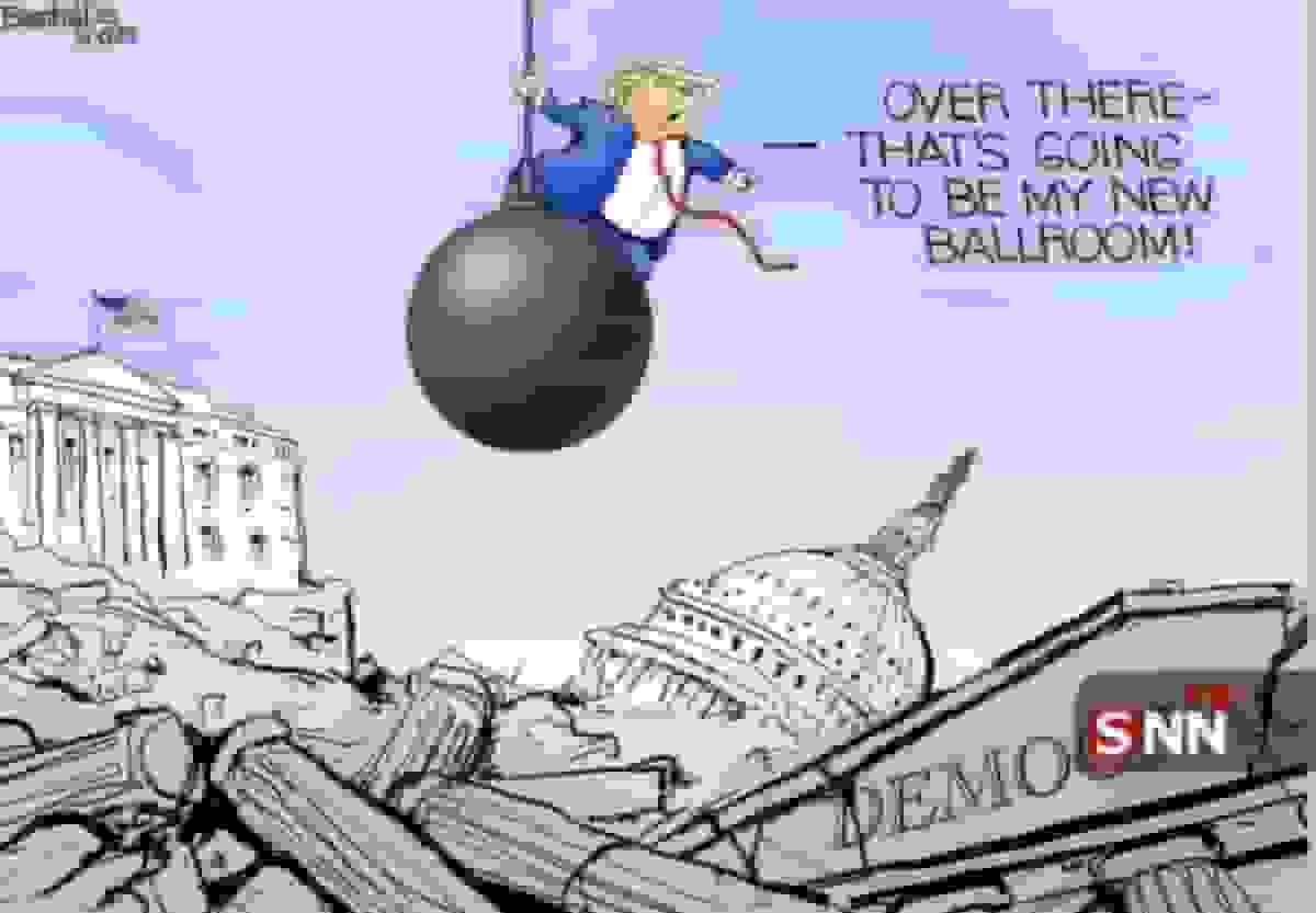 کاریکاتور ترامپ و سالن رقص در کاخ سفید