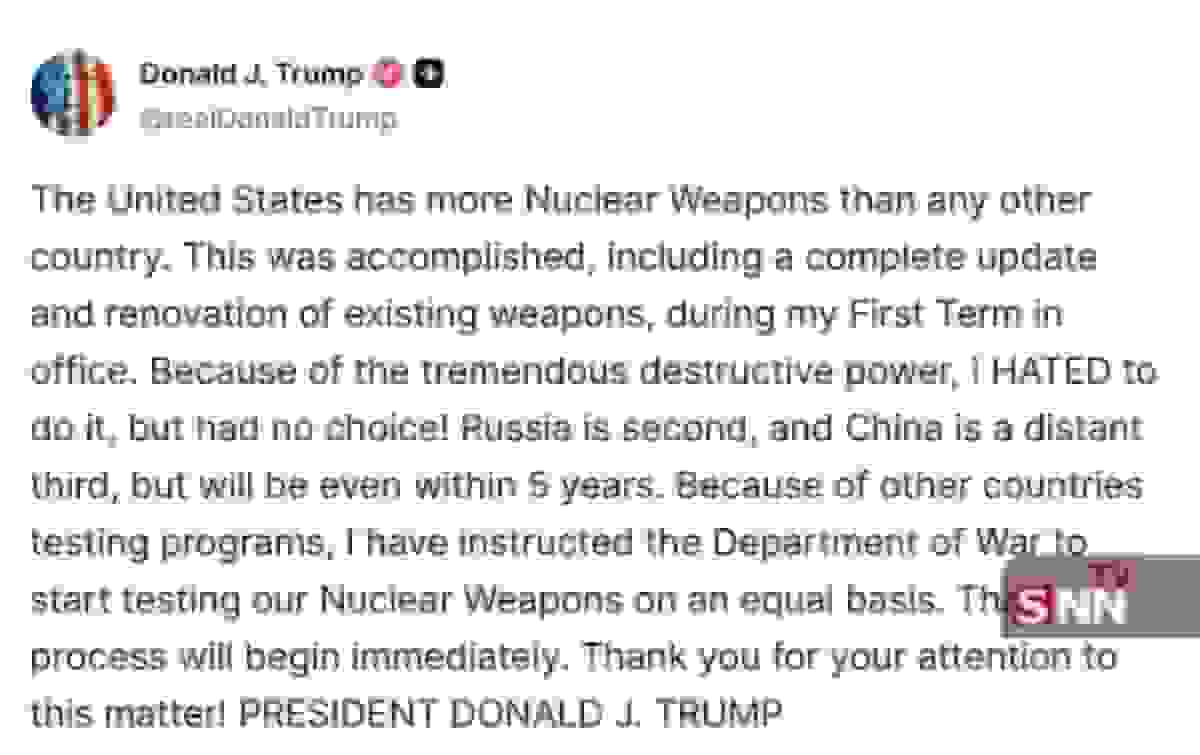 ترامپ دستور آغاز آزمایش سلاح‌های هسته‌ای را صادر کرد