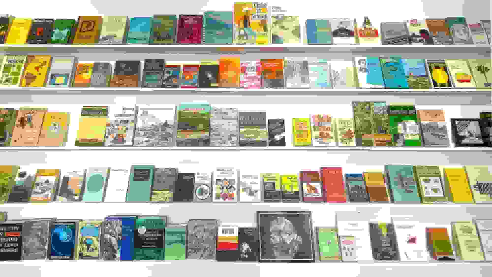 کانراد بکر بیش از ۱۱۰۰ کتاب کتابخانه شخصی رابرت اسمیتسون، هنرمند پیشگام هنر زمینی را بازآفرینی کرد