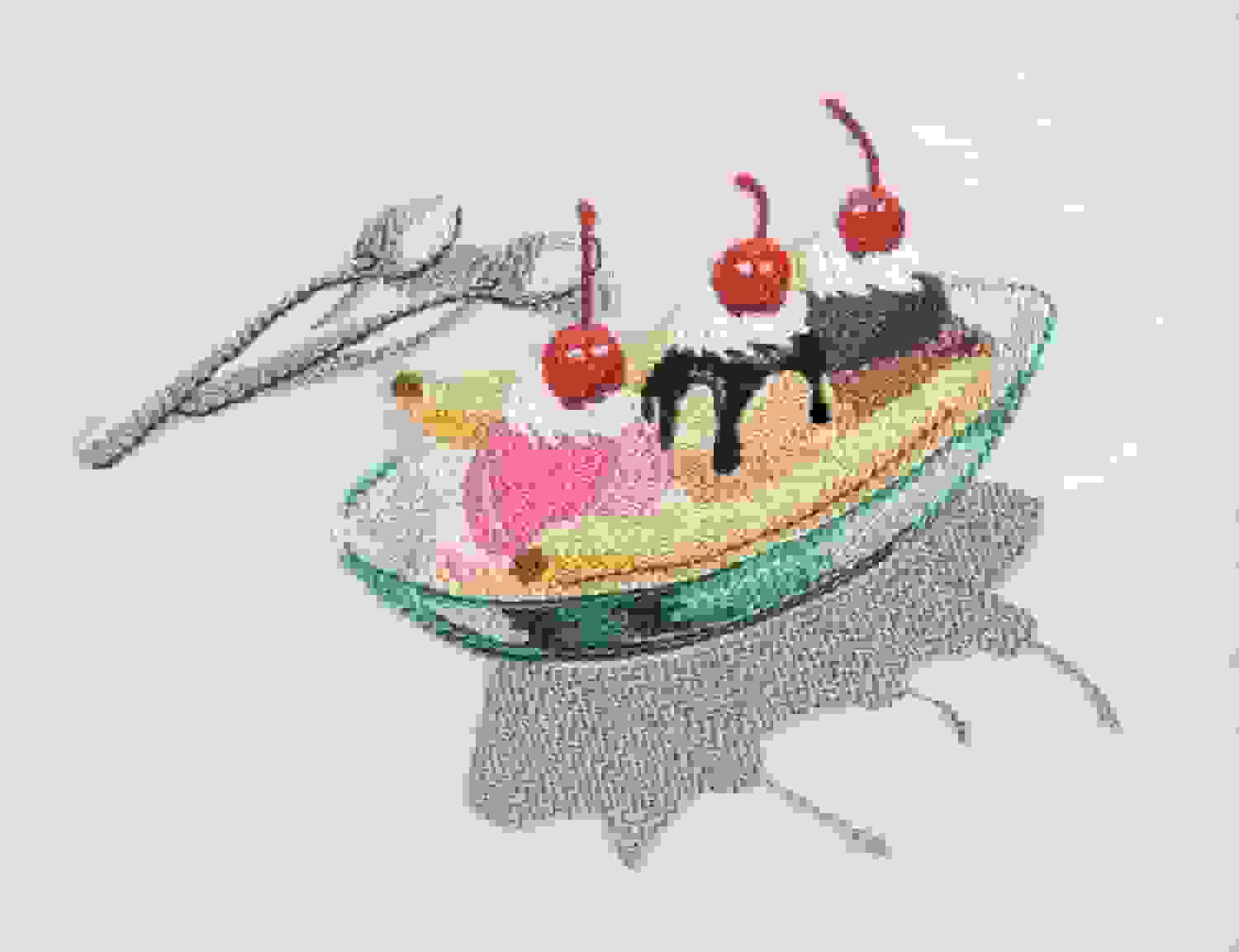 گلدوزی‌های آدریانا ماتزگ: نوستالژی رستوران‌های ساده آمریکایی