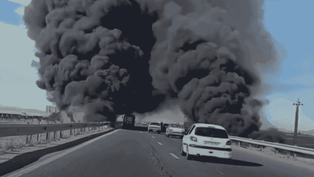 آتشسوزی در آزادراه قزوین-رشت ناشی از تخلیه ضایعات روغن سوخته