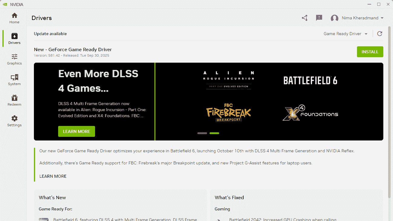 انتشار درایور 581.42 انویدیا با پشتیبانی از بازی Battlefield 6