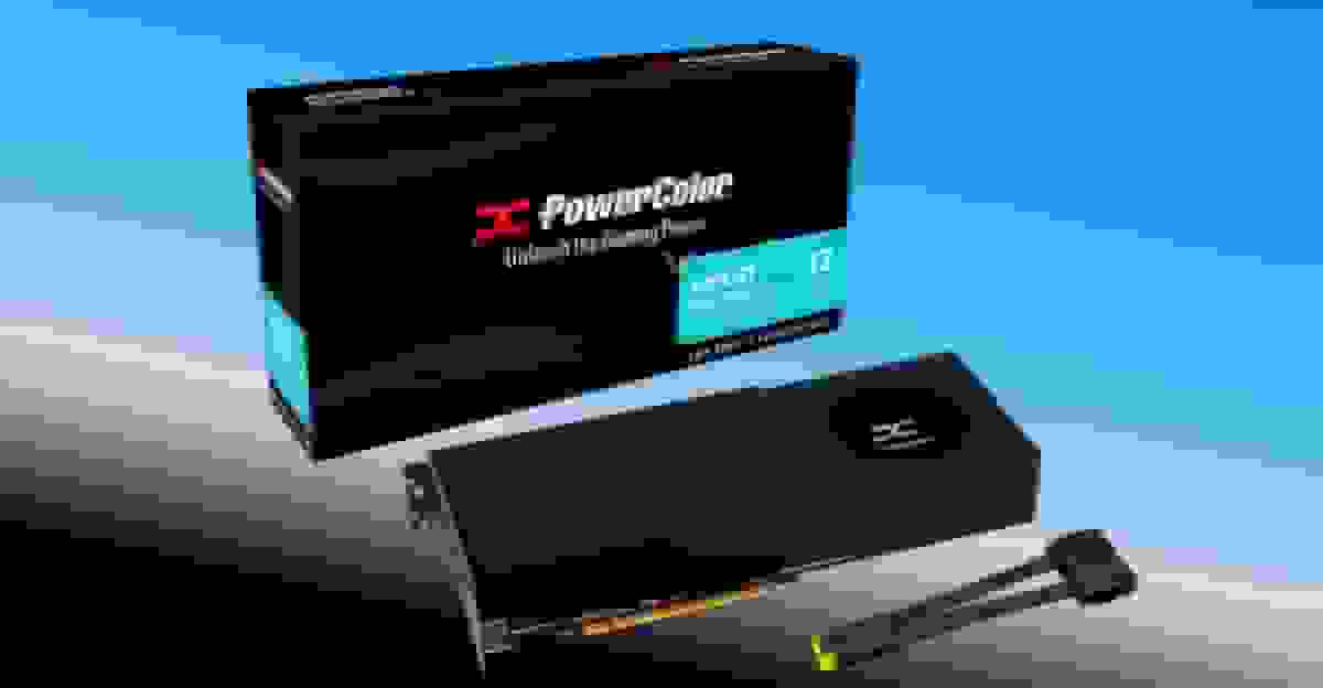 کارت گرافیک PowerColor AI PRO R9700 با آداپتور 12VHWPR زرد رنگ