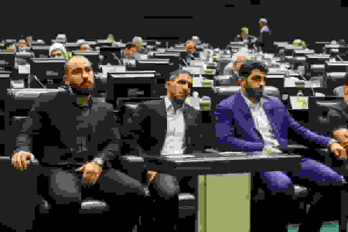 عکس یادگاری مدالآوران کشتی با قالیباف در مجلس