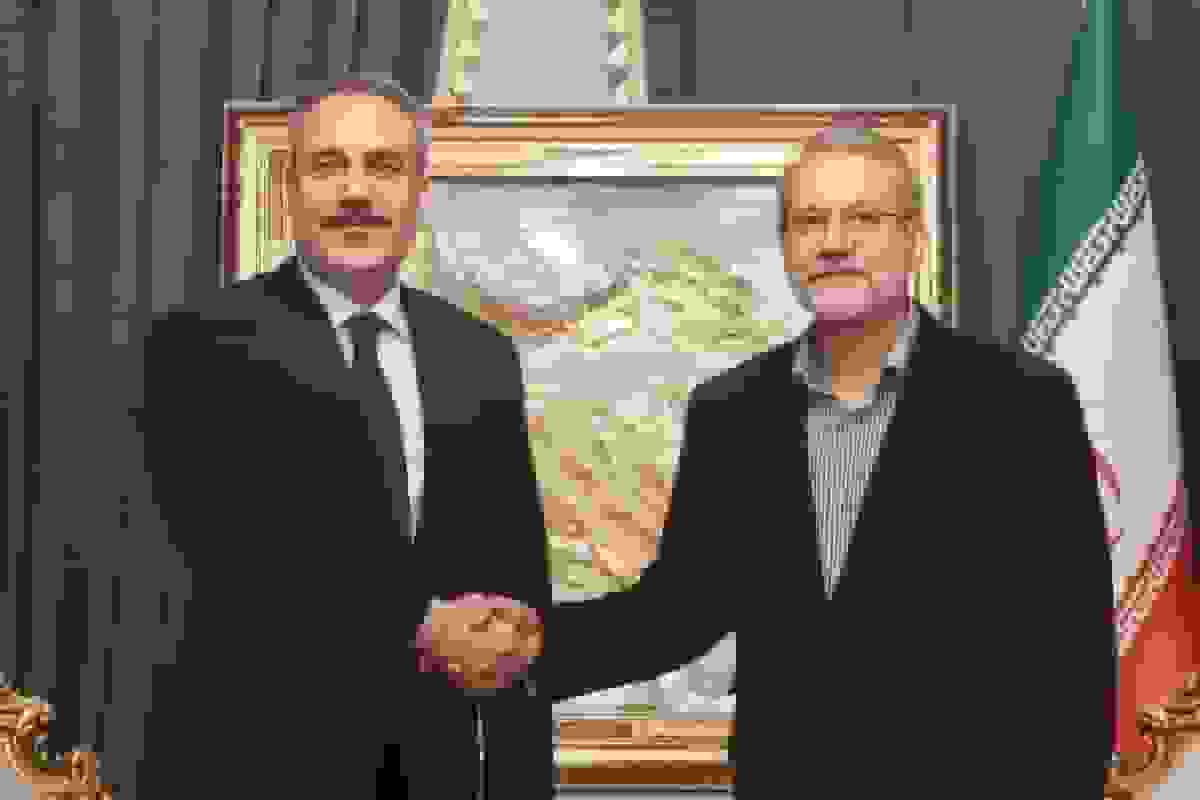 دیدار وزیر خارجه ترکیه با علی لاریجانی در شورای عالی امنیت ملی ایران